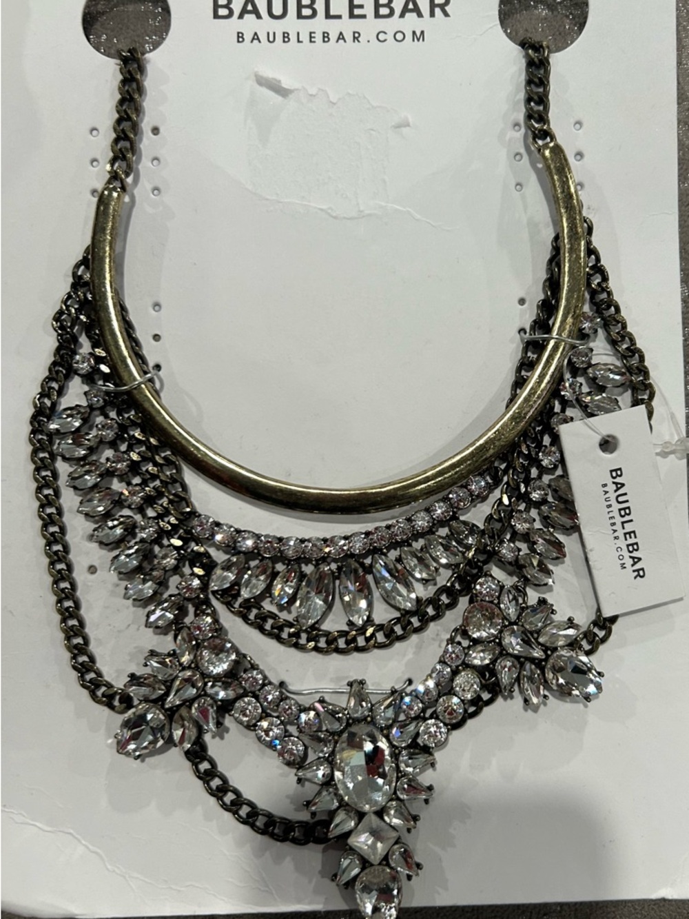 BaubleBar Gold and Clear Crystal Multi-Layer Statement Necklace